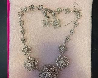 EBE156 - Elegant Rhinestone Floral Statement Jewelry Set