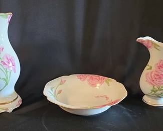 EBE139 - Givenchy Rose Vase and Pitcher and Bowl Ensemble 