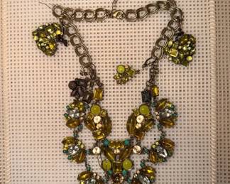 EBE131 - Betsey Johnson Mint Multi Stone Statement Necklace