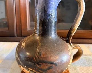EBE009 - Japanese Clay Pottery Pitcher Vase 1980s 