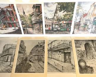 EBE189 1980’s Prints Of New Orleans Art By Archie’s Sketches Publishing