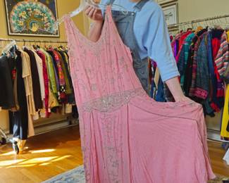 Abby shows a Flapper dress with silver beading