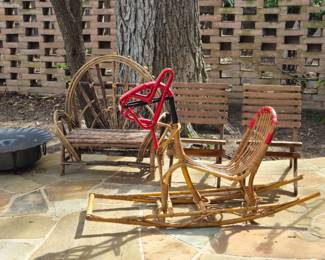 Children's out door furniture and rocking horse