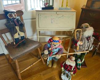 Santa and bear with fishing rods and outfits