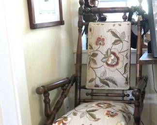 Platform rocker restored and new upholstery