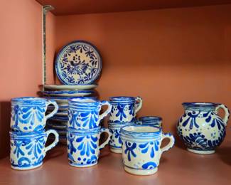 Blue and white demi tasse set from Mexico