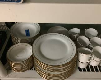 Set of vintage dishes gold trim