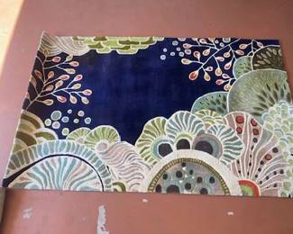 Momeni New Wave Navy FLoral 5 x 8 Area Rug, 100% Wool