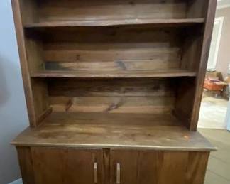 Rustic Farmhouse Mission Style Solid Wood Shelf/Cabinet, 43"W x 21"D x 65"T