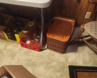 Vintage Pic Nic Basket & Canning Jars