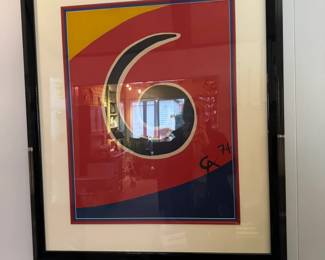 Alexander Calder Limited Edition Print 1974 "Sky Swirl" Braniff International Framed