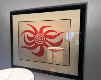 Alexander Calder Limited Edition Print 1974 "Sunburst" Braniff International Framed