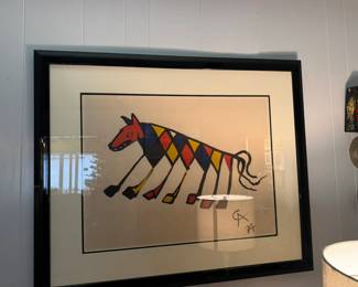 Alexander Calder Limited Edition Print 1974 "Beastie" Braniff International Framed