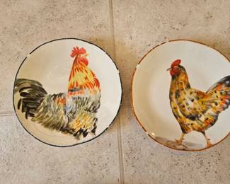 Southern Living Rooster and Chicken Accent Salad Plates (2) Farmhouse Décor