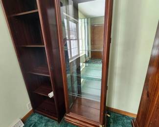 Lighted Curio cabinet and Wood Shelf