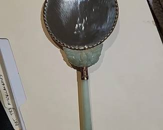 Jadeite Hand painted Dragon Hand Mirror