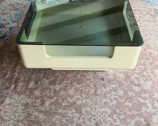 Mid-Century Modern Fiberglass Glass Coffee Table Eero Aarnio Attributed 36 x 36 x 17