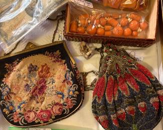 2 beautiful vintage evening bags.  1 needle worked, 1 beaded.