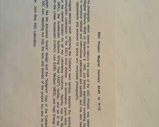 16” x 16” photograph of the mine shaft for Superconducting Super Collider.  This shows explanation on back of pic.