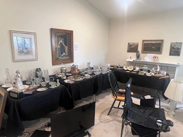 Crystal, plated silver, needlepoint, artwork, crystal