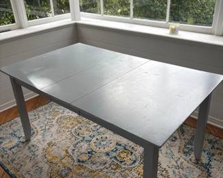 Modern Gray Dining Table with Extension Leaf second image