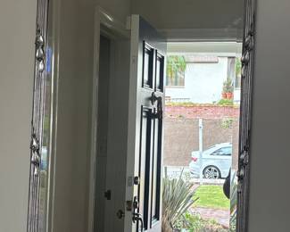 Art Nouveau Silver Gilt Mirror with Floral Frame