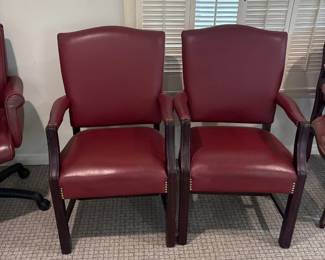 Set of Four Burgundy Leather Dining Chairs