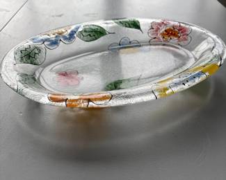 HandPainted Floral Glass Platter second image