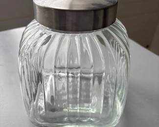 Vintage Swirl Glass Canister with Stainless Steel Lid