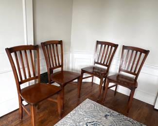 Set of Four Spindle Back Oak Dining Chairs
