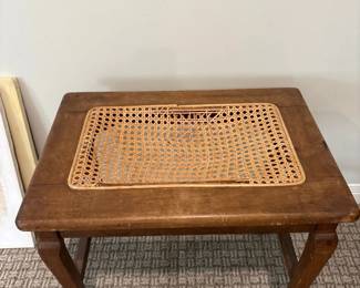 Vintage Cane Top Side Table second image
