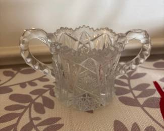 Victorian Pressed Glass Handled Basket  Imperial Glass NuCut