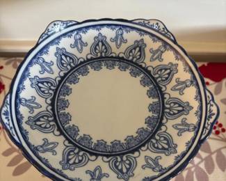 Blue and White Porcelain Cake Stand  Flow Blue Pattern second image
