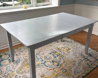 Modern Gray Dining Table with Extension Leaf