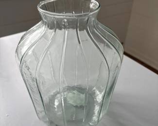 Large Clear Glass Vase with Wavy Ribs  Hearth  Hand with Magnolia