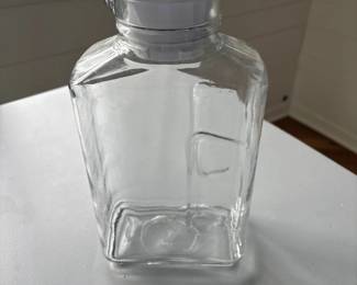 oz Clear Square Glass Bottle with White Lid