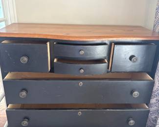 Antique Black Painted Pine Chest of Drawers second image