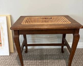 Vintage Cane Top Side Table