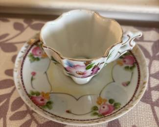 Vintage Nippon Hand Painted Rose Teacup and Saucer