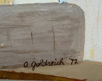 ‘Jerusalem’ 1972 by Andrew Goldreich 36”x48” Original Painting on Wood