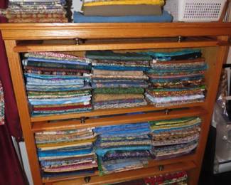 Shelves of fabric perfect for quilting.