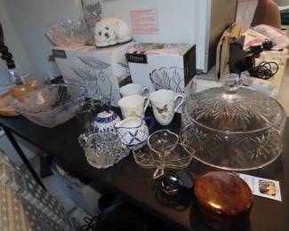 Lead crystal, Lenox Butterfly Meadow coffee cups.