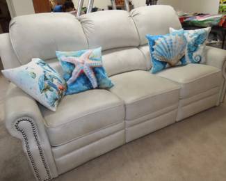 Dual recliner leather sofa.