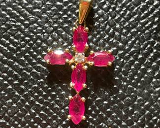 Ruby and diamond cross