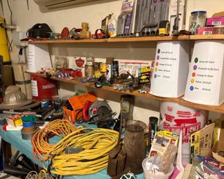extension cords, tools, hardware