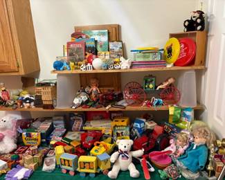 games and toys, children's books, dolls