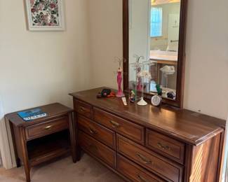dresser with mirror, night stand