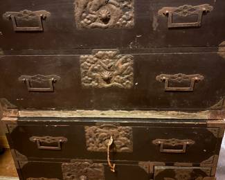 1800’s antique Japanese Shonai Tansu stacking chest