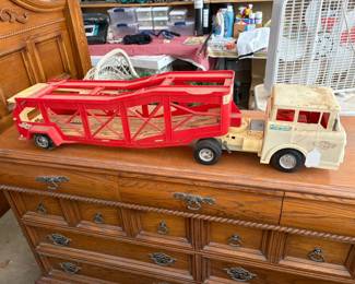 Vintage toy truck and trailer