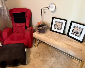 massage chair, decor, bench, lamp